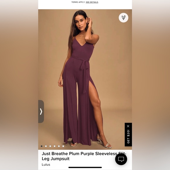 Lulus Pants - Purple jumpsuit with slits on both legs. Tie for the waist.